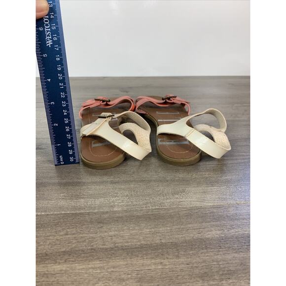 Elle Womens Slingback Ankle Straps Sandals Size 8.5 Open Toes Leather Flat - Picture 5 of 8